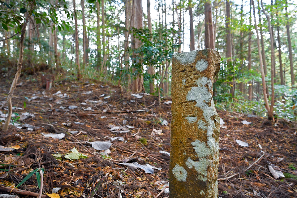 城山遊歩道に残る陸軍境界標石