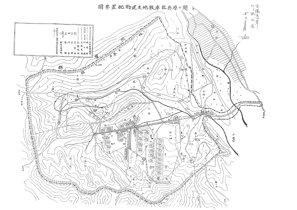 関ヶ原兵器庫敷地及建物配置要図